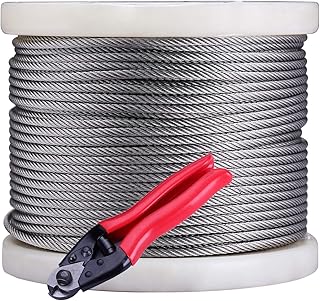 Senmit 1/8 Stainless Steel Aircraft Wire Rope for Deck Cable Railing Kit,7 x 7 500 Feet T 316 Marine Grade Cable Cutter Included
