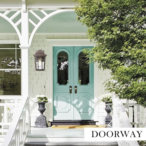 Miniatura 3 de Darkaway Aplique de pared para exteriores, lámpara de porche exterior, aplique exterior de aluminio antioxidante, impermeable, con vidrio ondulado