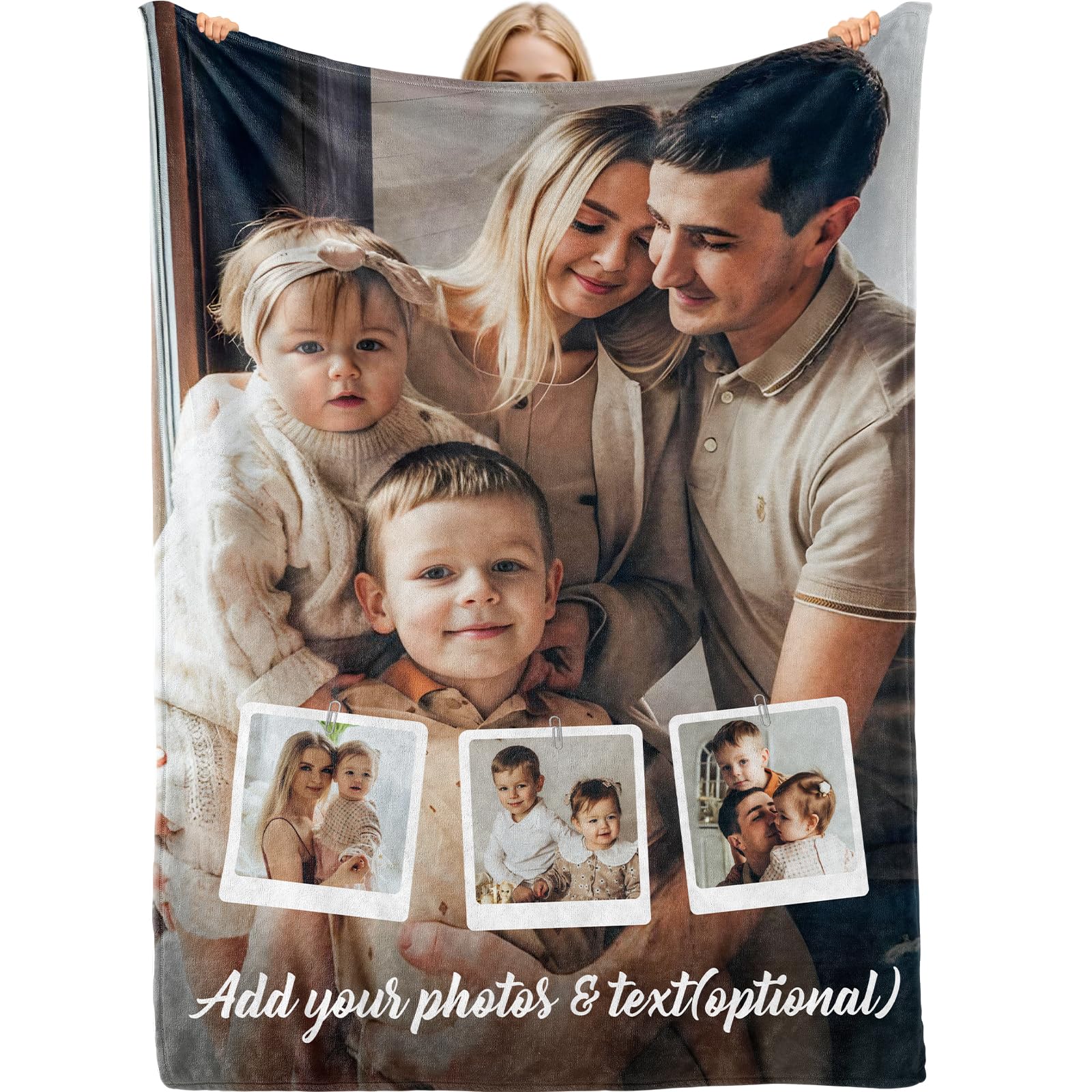Bemaystar Personalised Blanket with Photo - Gifts for Women Men, Personalised Photo Gifts, Custom Blanket, Photo Collage Blanket, Gifts for Wedding, Birthday, Fathers Day — image 1