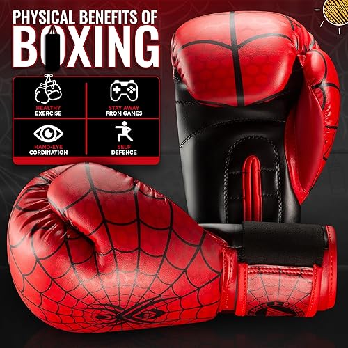 Miniatura 6 de WYOX Guantes de boxeo para niños de 4 onzas, 6 onzas, 8 onzas, guantes de boxeo juveniles para edades de 3 a 15 años, guantes de boxeo para saco de