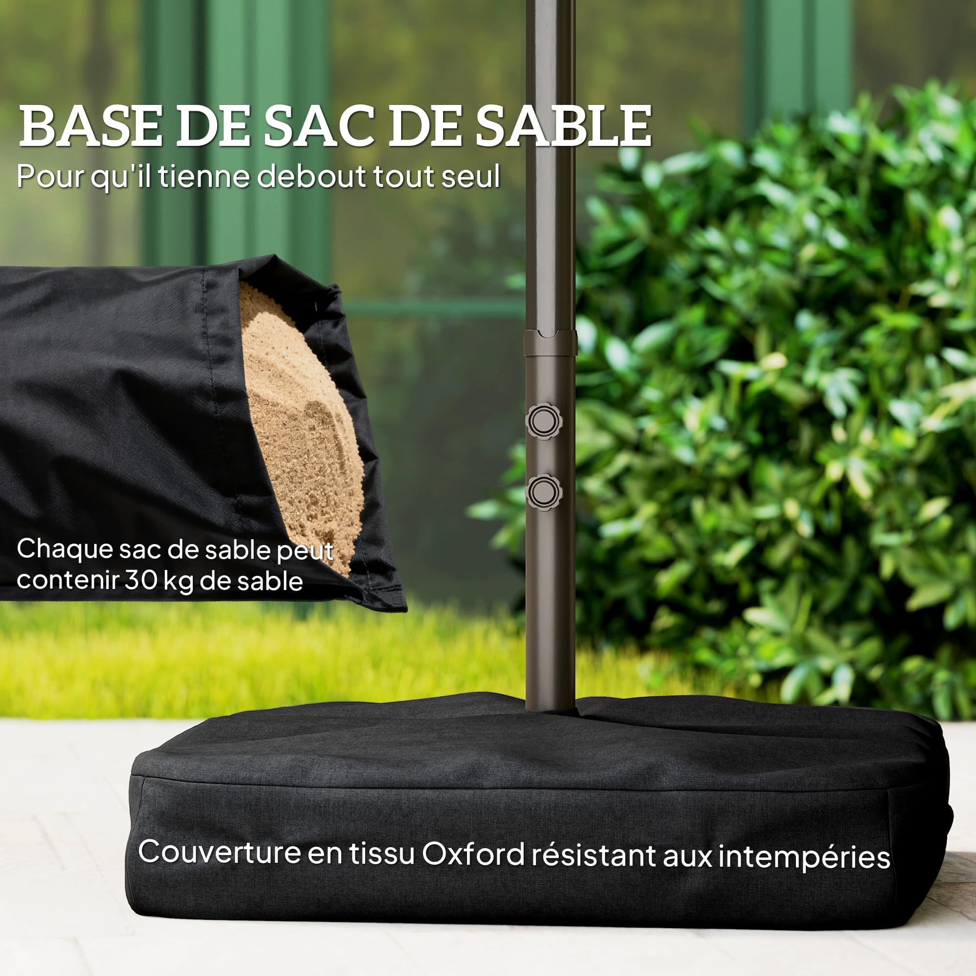 Outsunny Parasol de jardin exterieur Double 4,6L x 2,7l x 2,4H m Kaki