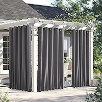 Vista 39 de NICETOWN - 2 paneles de cortinas para exteriores impermeables extra largas de 108 pulgadas para patio, a prueba de viento, ojales en la parte