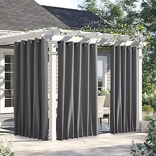 NICETOWN 2 Panels Outdoor Curtains for Patio Waterproof & Windproof, Gro...