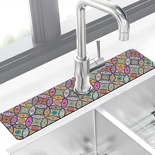 Kitchen Faucet Mat Islam Mandala Floral Flower Sink Splash Guard Behind Faucet D