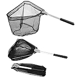 RESTCLOUD Fishing Landing Net with Telescoping Pole Handle, Fishing net Freshwater for Kids Men Women, Extend to 40-63 Inches L: Aluminum Handle, 20.5' Full