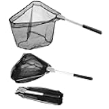 RESTCLOUD Fishing Landing Net with Telescoping Pole Handle, Fishing net Freshwater for Kids Men Women, Extend to 40-63 Inches