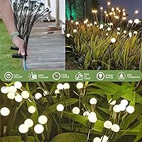 Vista 3 de ANTQUE Paquete de 2 luces LED de luciérnaga de 16 luces LED, luces solares de jardín con forma de explosión de estrellas mejoradas, luces vibrantes