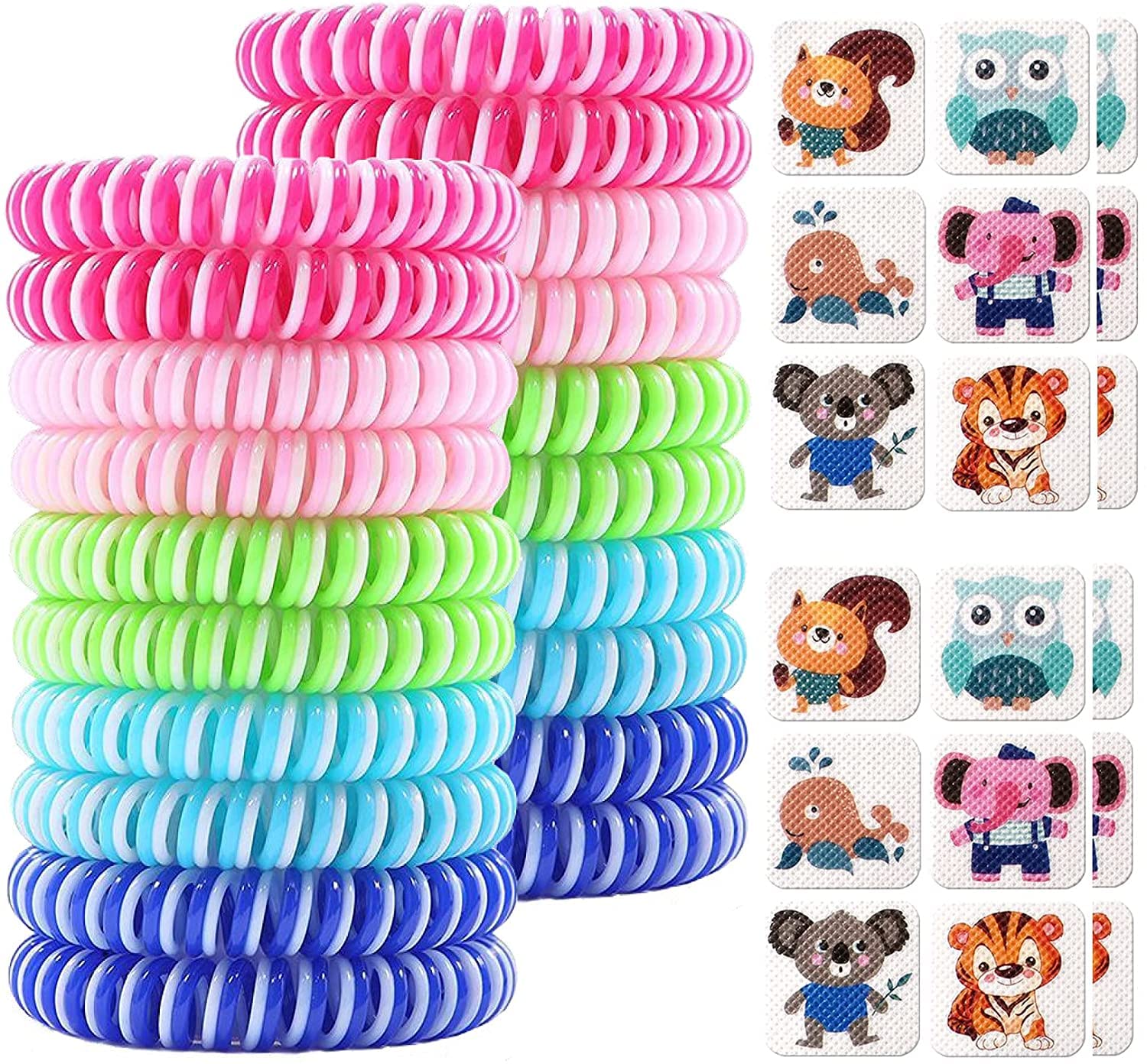 Mosquito Repellent Bracelets 20 Pack Reusable Mosquito Repellent Bands for Kids Adults Mosquito Repellent Wristbands Last Up to 350Hrs with 24 Pcs Stickers