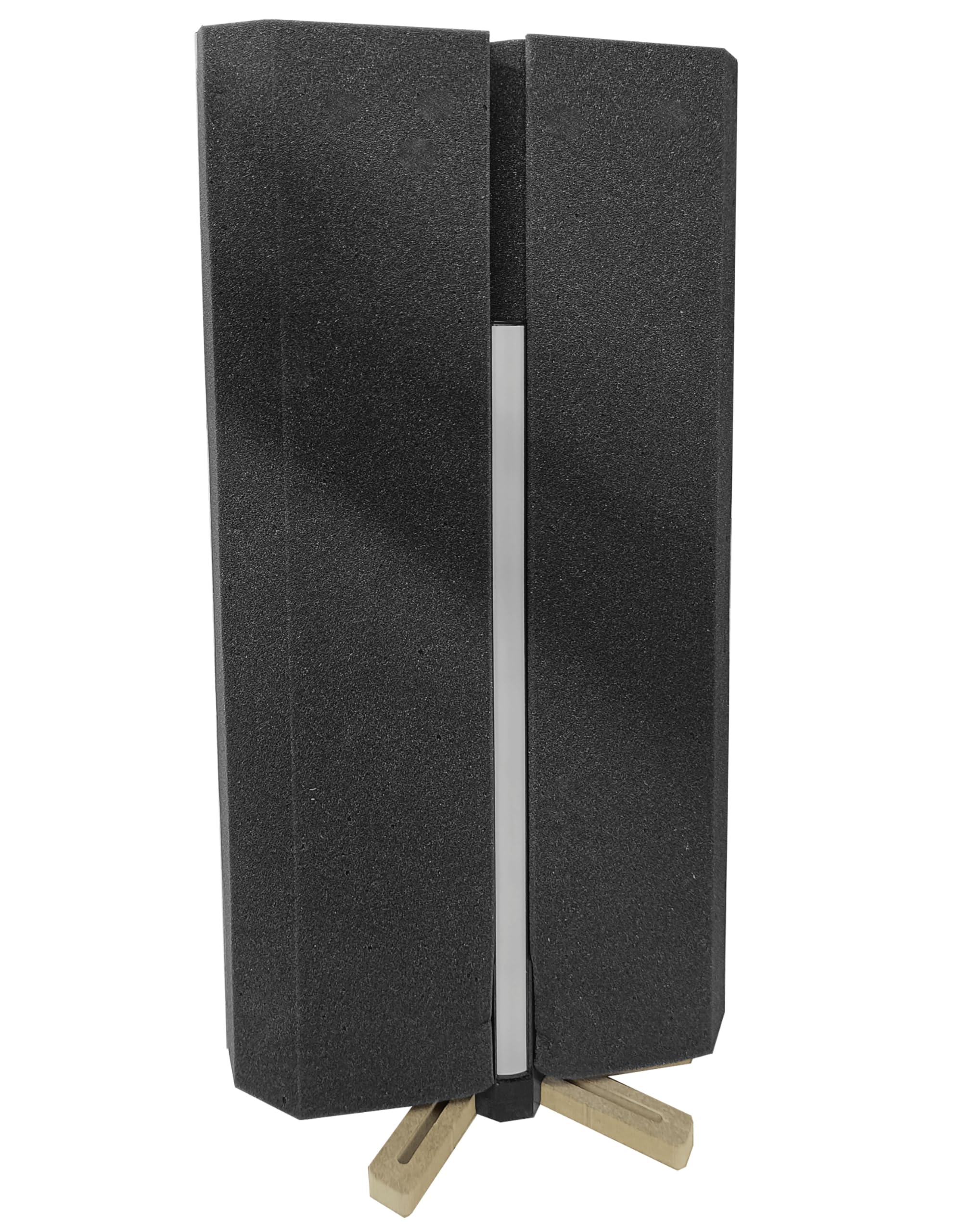 Pack de 2 paneles acústicos estrechos «WAVE-mini» con lámpara de escritorio RGB | Soporte móvil con base LED para mesa | Para estudios de podcast y salas de juegos | 50×25cm | Color: Sonoma