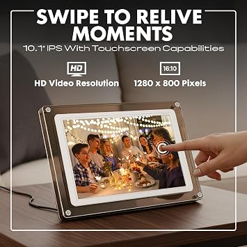 Minolta MNDPF101CLR 10.1in Smart Photo Frame, IPS Touch Display w/Frameo