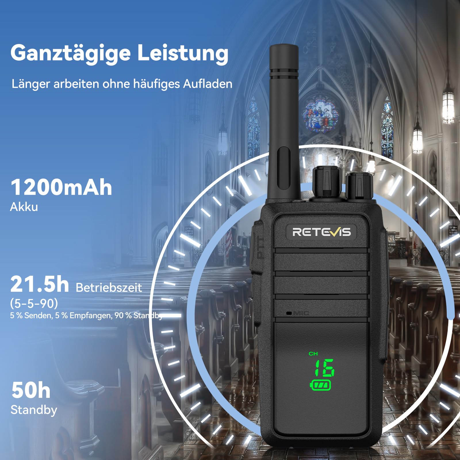 Retevis RT21H Walkie Talkies per Adulti, Walkie Talkie Licenza-libera con Schermo Nascosto IP54 Ricarica Tipo-C Allarme di Emergenza Radio Bidirezionale per Escursionismo, Campeggio(2 Pezzi, Nero)