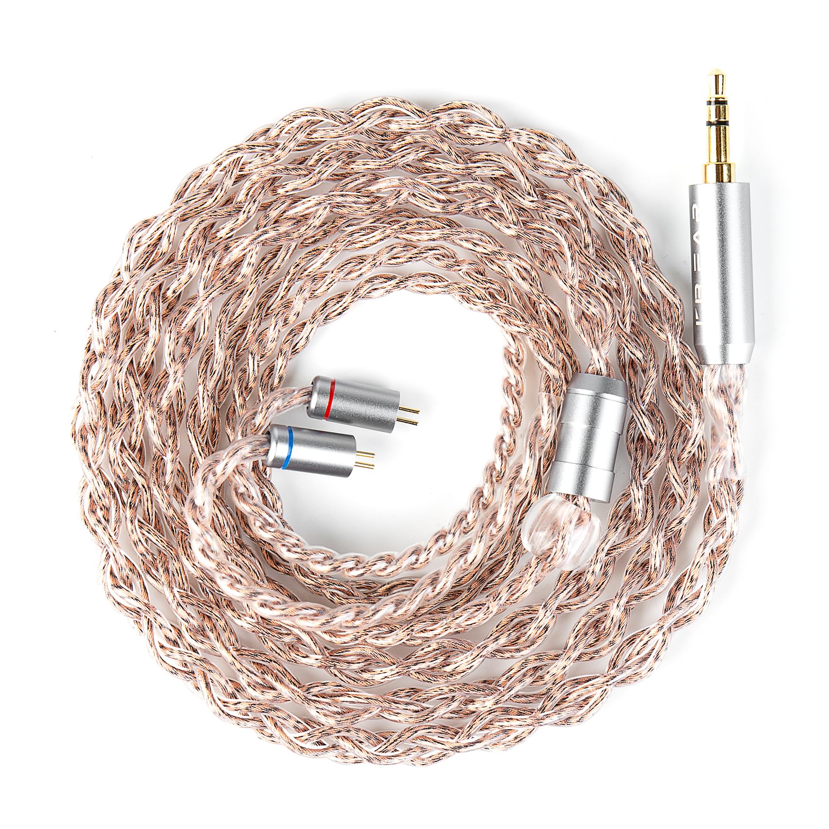 Yinyoo KBEAR Glitter kabel IEM, 120 cm OCC srebrny hybrydowy kabel do 7 Hz Crinacle Zero/Moon-drop CHU II/ZST (2-pinowy, wtyczka 3,5 mm, brązowy)