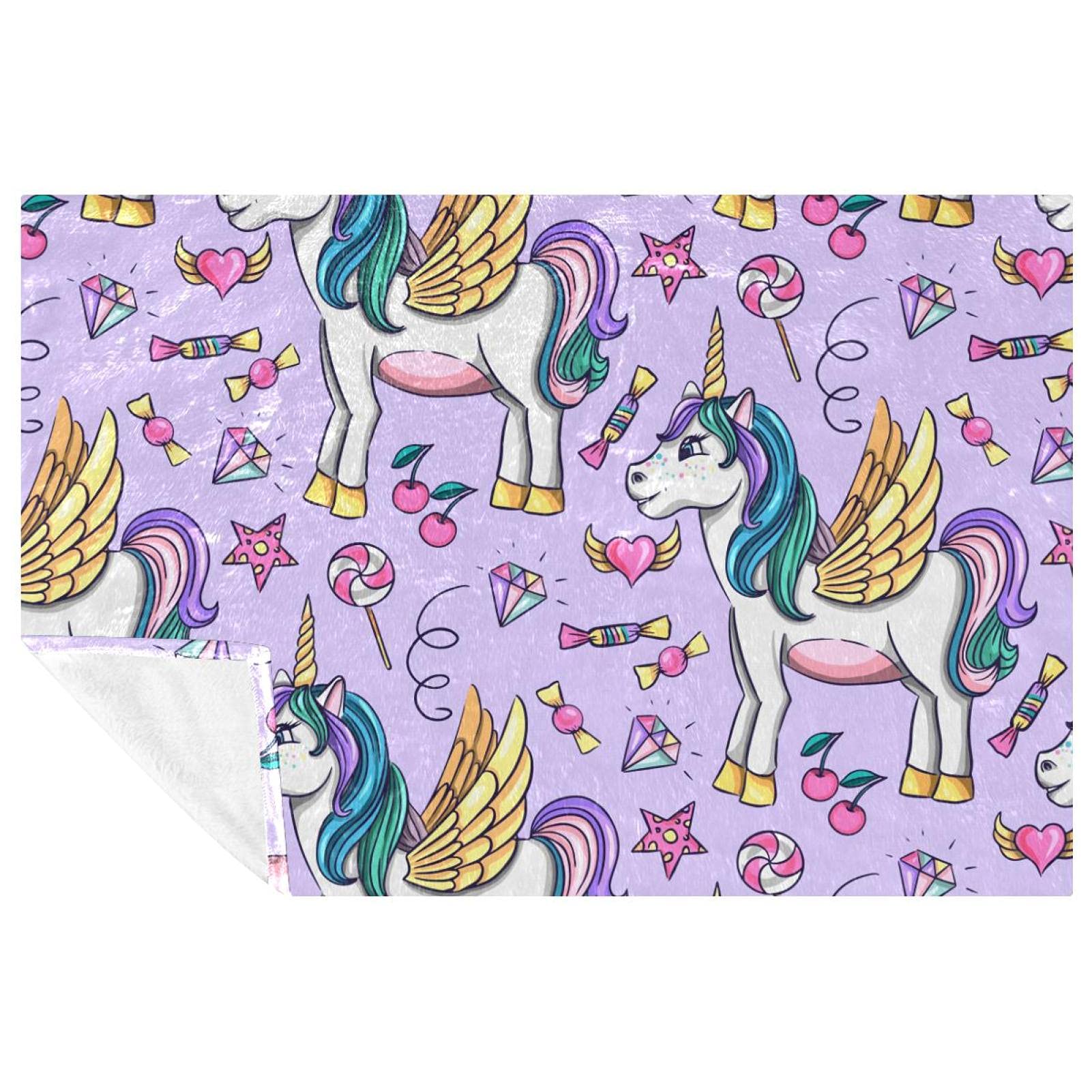 Couverture chaude motif licorne pour pique-nique et lit