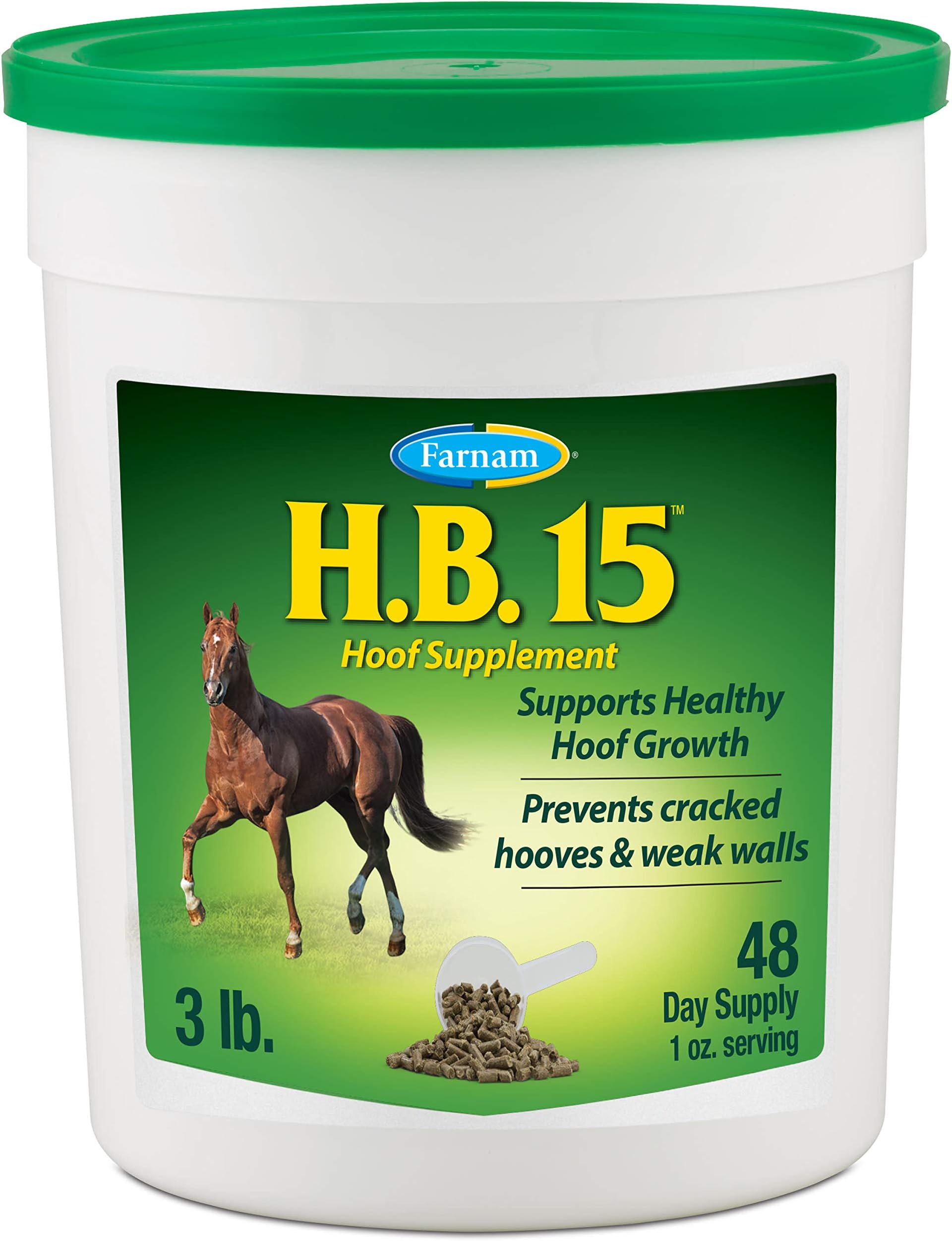 Farnam HB 15 Hoof Supplement, Supports Healthy hoof Growth 3 Pound, 48 Day Supply