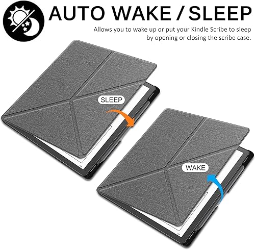 Miniatura 4 de Miimall Funda compatible con Kindle Scribe 2022, piel sintética de alta calidad con encendidoapagado automático y múltiples ángulos de visión, funda