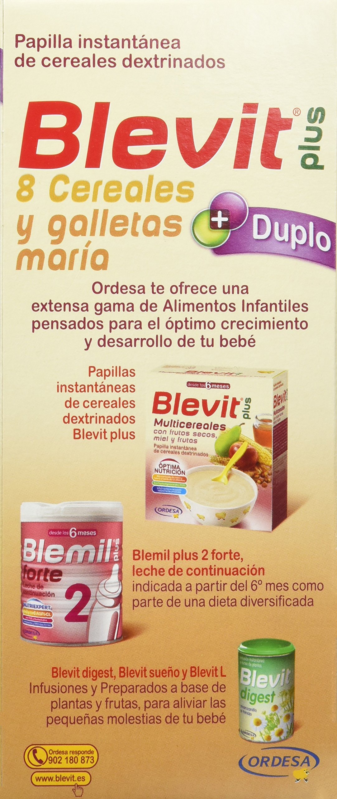 Blevit Plus Duplo 8 Cereales y Galletas María - 600 gr