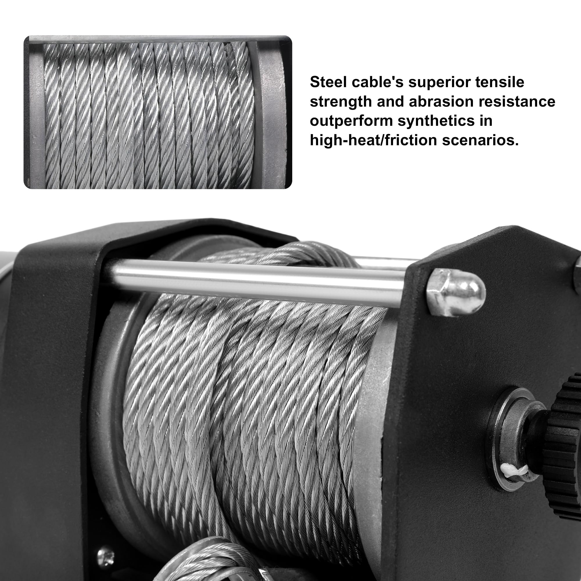 ZESUPER Wciągarka elektryczna 1340 kg 12 V DC stalowy kabel terenowy wodoodporny UTV ATV łódź zmodyfikowane pojazdy zestawy wciągarek bezprzewodowy pilot