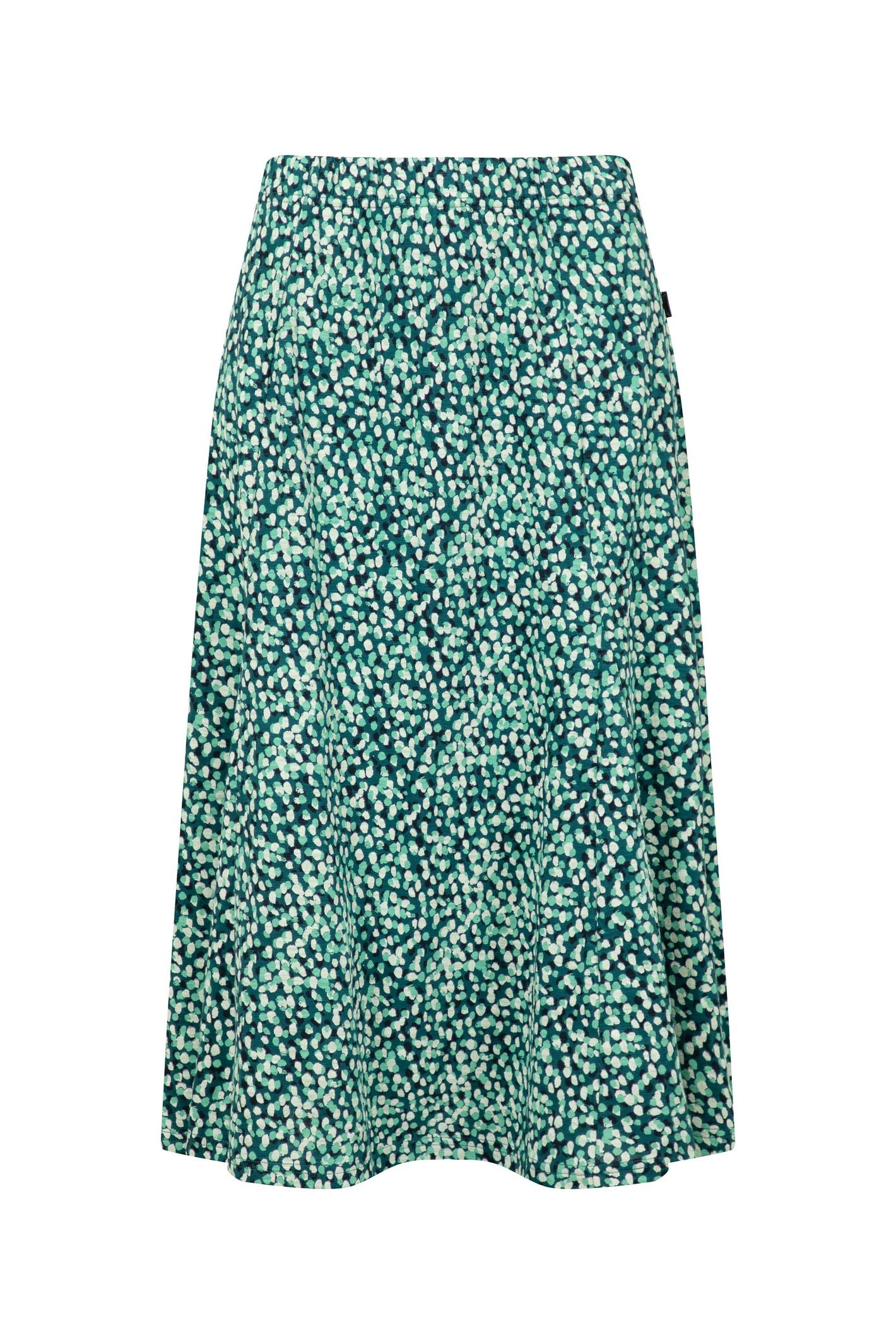 Weird Fish Romaro Printed Jersey Midi Skirt Deep Teal Size 8
