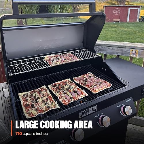 Miniatura 7 de Monument Grills Denali D425 - Parrilla inteligente de gas propano líquido de 4 quemadores con tecnología inteligente, quemador lateral y controles