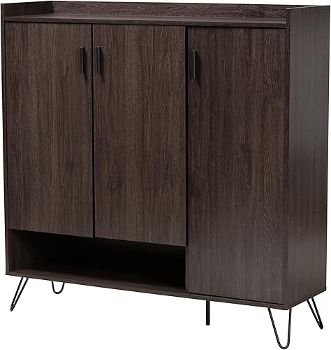 Baxton Studio 180-11219-AMZ Zapateros Marrón OscuroOro Rosa