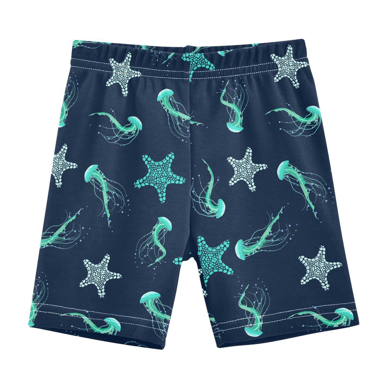 JHKKU Girls Jellyfish Starfish Shorts Cotton Cartwheel Bike Kids Biker Under Dress Dance Short Girl Clothes 8Y