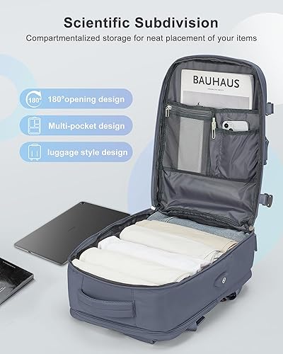 Vista 204 de VECAVE Mochila de viaje para laptop, mochila aprobada para vuelos,Mochila deportiva para universidad casual, E-peacockblue, Mochila para laptop