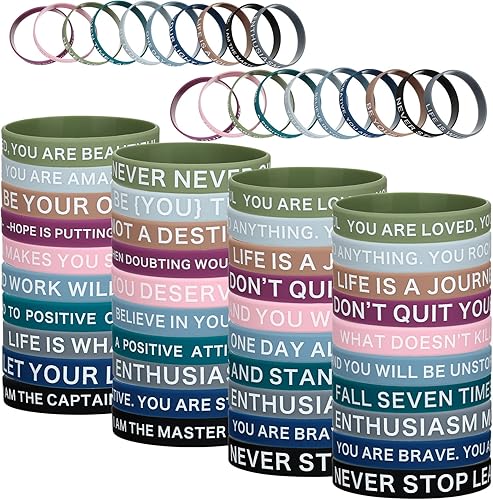 100 pulseras de silicona con cita motivacional, pulseras de goma inspiradoras de colores, pulseras elásticas unisex para mujeres, hombres, niños y