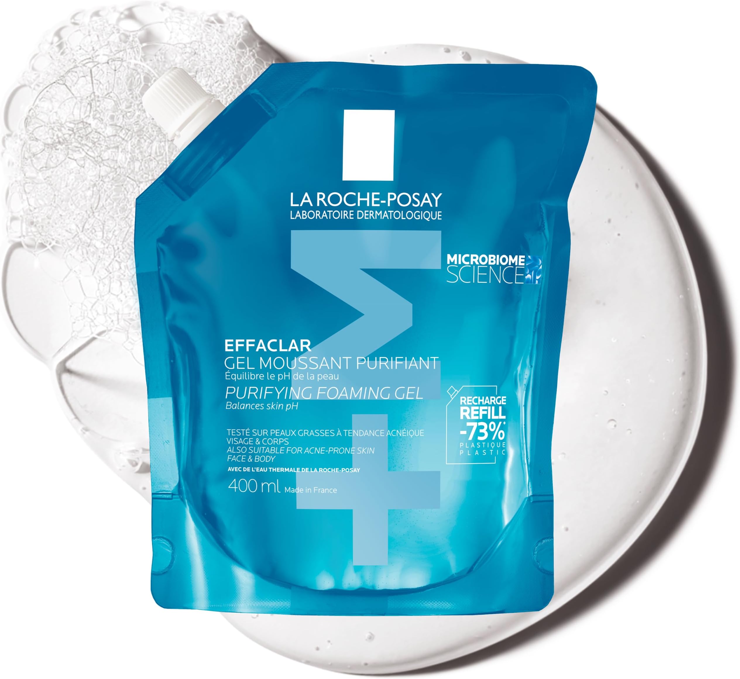 La Roche-Posay Effaclar Purifying Foaming Gel Cleanser: Anti-Breakout Facial Cleanser 400ml Refill Pouch