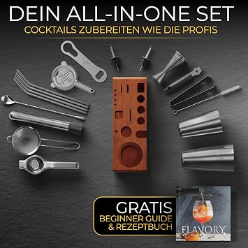 EMPATION Cocktail Set [TESTSIEGER] 825ml Boston Cocktail Shaker aus Edelstahl leicht zu öffnen & kein Verklemmen Profi Shaker Set mit Ständer & Rezeptbuch Mix Set für Barkeeper