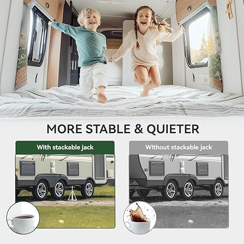 Miniatura 5 de RVGUARD Paquete de 4 gatos apilables para autocaravana con bolsa de almacenamiento, gatos estabilizadores de aluminio para caravana, remolque