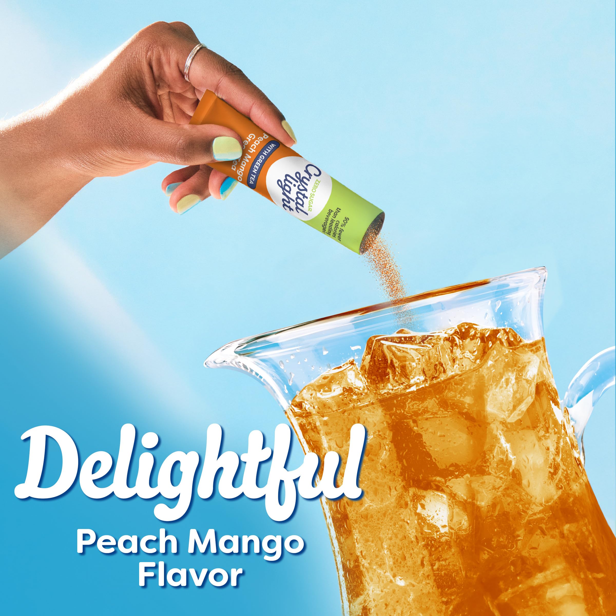 Crystal Light Drink Mix, 5 Pitcher Packets, for Flavorful Hydration and Shareable Refreshment, Peach Mango Green Tea Natural Flavor with other Natural Flavor, Made with Green Tea, 1.85 oz