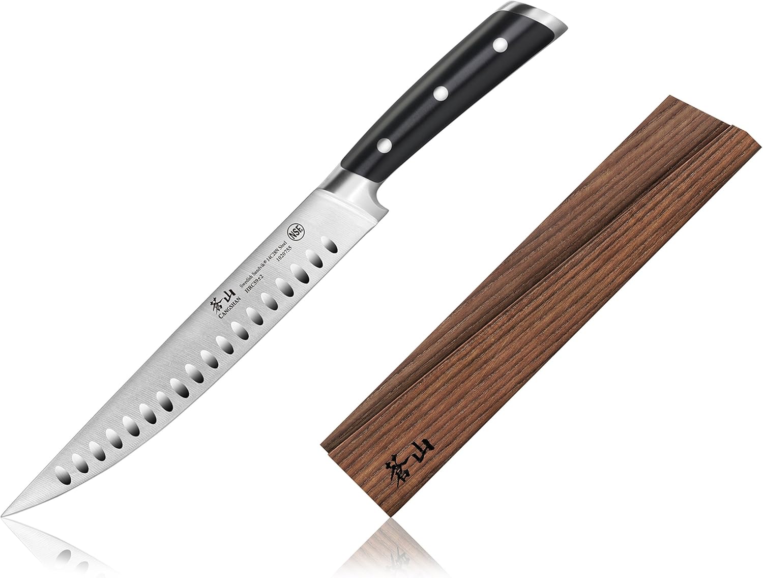 Cangshan TS Series 1020762 Swedish 14C28N Steel Forged 9-Inch Carving Knife and Wood Sheath Set