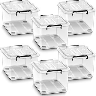 Sponsored You’re seeing this ad based on the product’s relevance to your search query.Learn more about this advertisement tillvex® Storage Boxes with Lid, Set of 6, 13 Litres, Food Safe, Plastic Boxes Set, Stackable, Storage Organiser System Box, Large, Storage Box, Clothes Boxes, 100% New Material