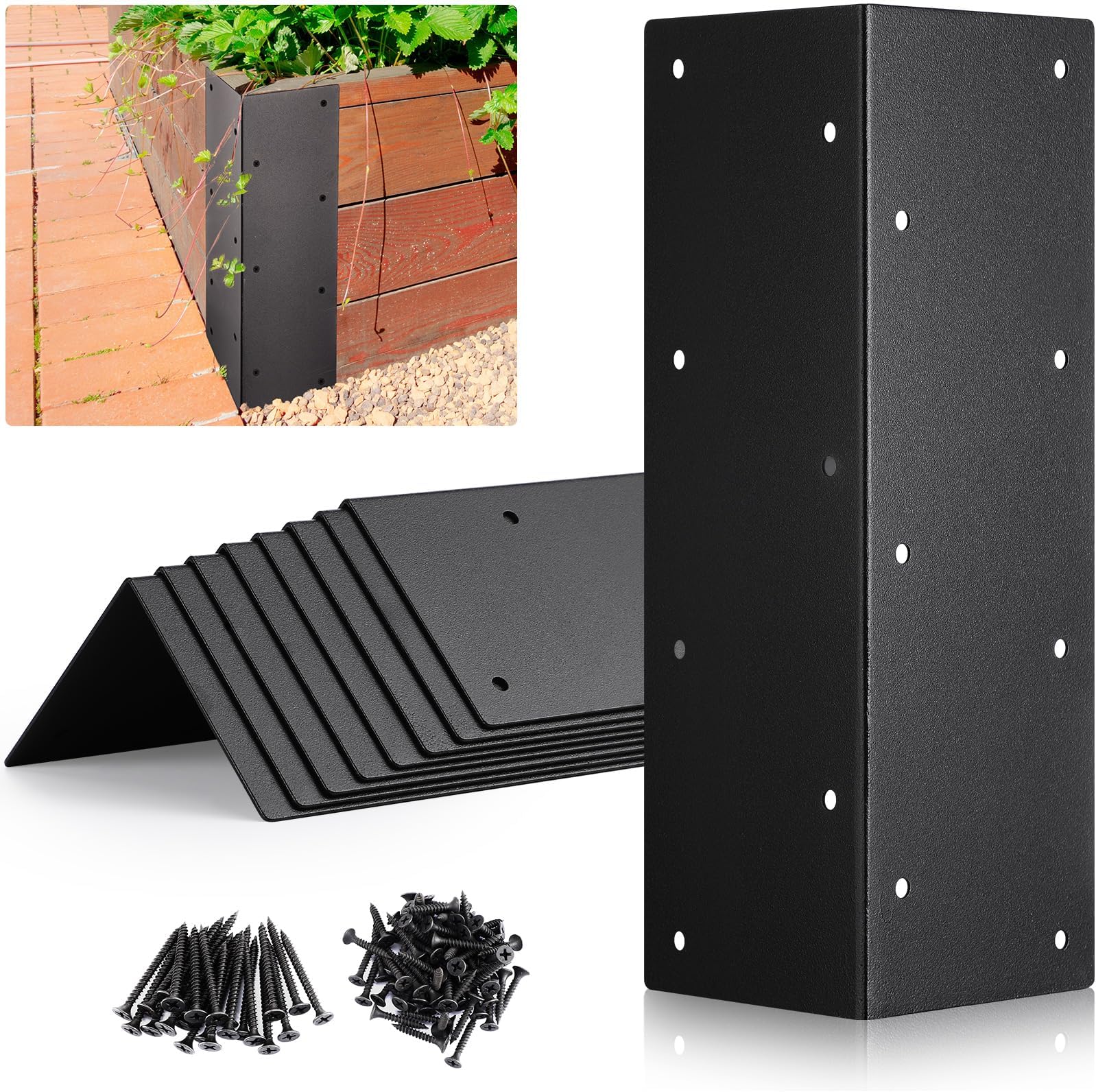Hicarer 8 Set Raised Garden Bed Corner Brackets with Screws