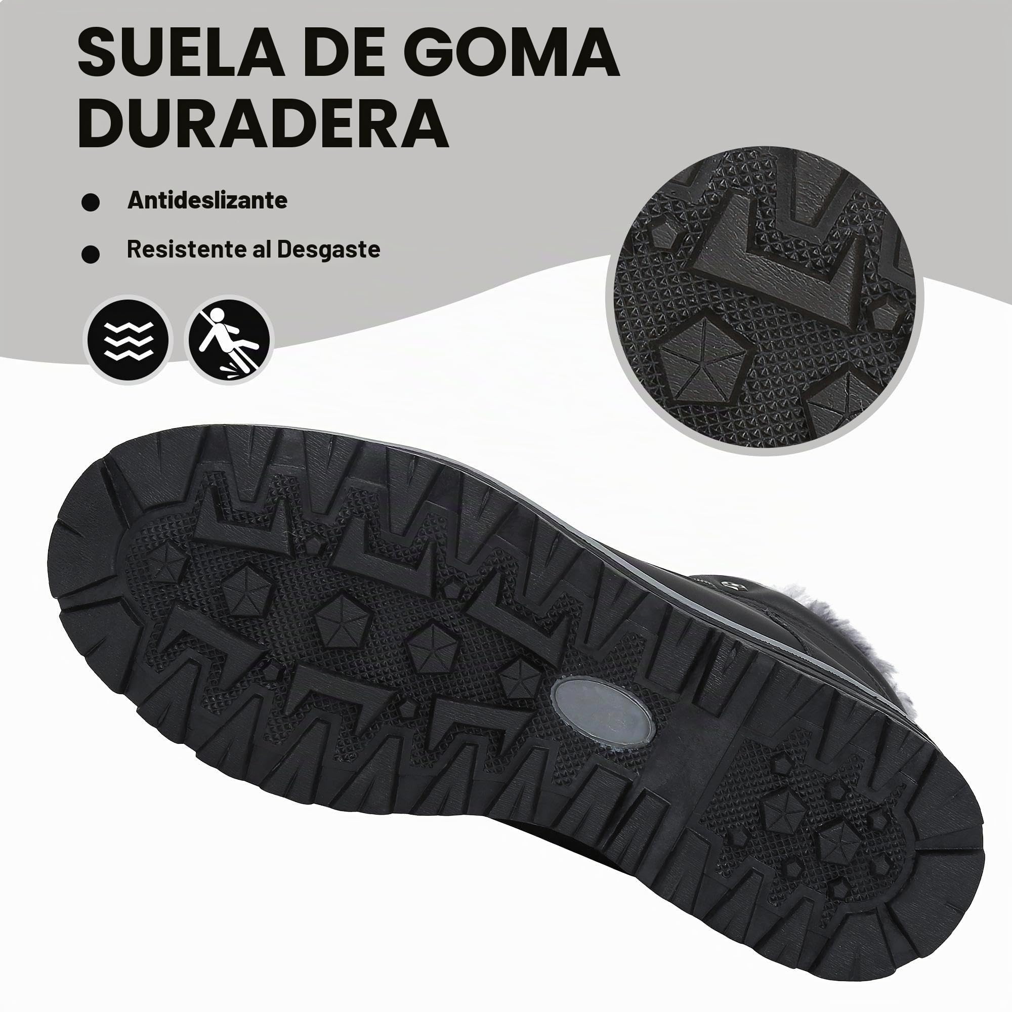 Mishansha Botas de Nieve Hombre Mujer Invierno Negro Grafito Gr.41
