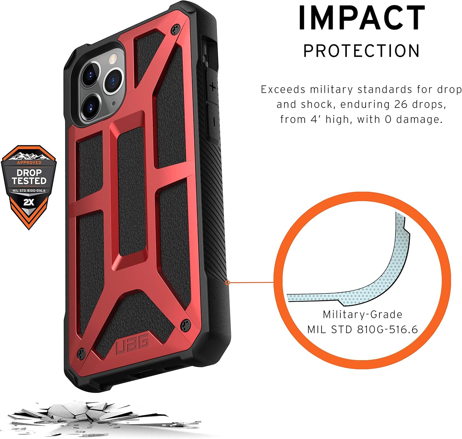 Uр Tо 40% оƒƒ UAG Designed for iPhone 11 Pro [5.8-inch Screen] Monarch Feather-Light Rugged [Crimson] Military Drop Tested iPhone Case