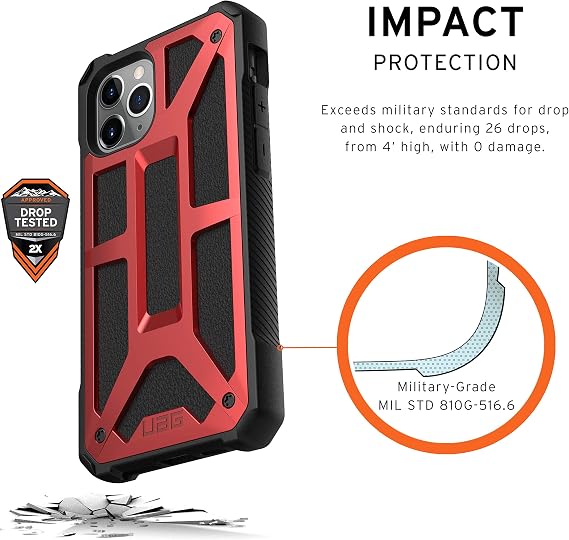 URBAN ARMOR GEAR UAG Designed for iPhone 11 Pro [5.8-inch Screen] Monarch Feather-Light Rugged [Crimson] Military Drop Tested iPhone Case