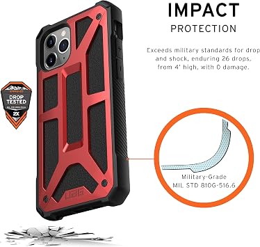 URBAN ARMOR GEAR UAG Designed for iPhone 11 Pro [5.8-inch Screen] Monarch Feather-Light Rugged [Crimson] Military Drop Tested iPhone Case