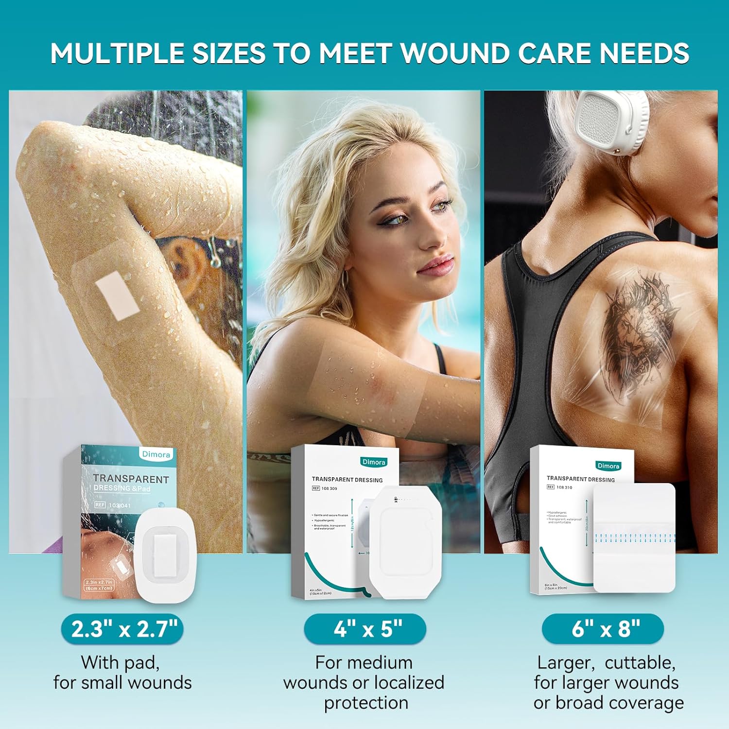 Dimora Transparent Film Dressing 50 Packs, Waterproof Adhesive Clear Bandages 4 in x 5 in, Wound Cover for IV Shield, Tattoo Aftercare Bandage,Clear Bandage Tape for Wound Care - Image 6