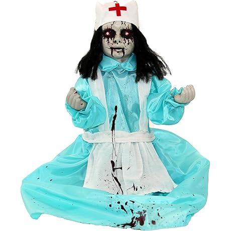 Haunted Hill Farm 1.8 ft. Animated Zombie Nurse Halloween Decoration