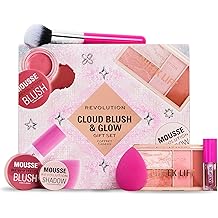 Revolution Beauty Cloud Blush & Glow Highlight Makeup Gift Set, 6-Piece Holiday Set with Eyeshadows, Blush, Nourishing Lip Oils, Vegan & Cruelty-Free