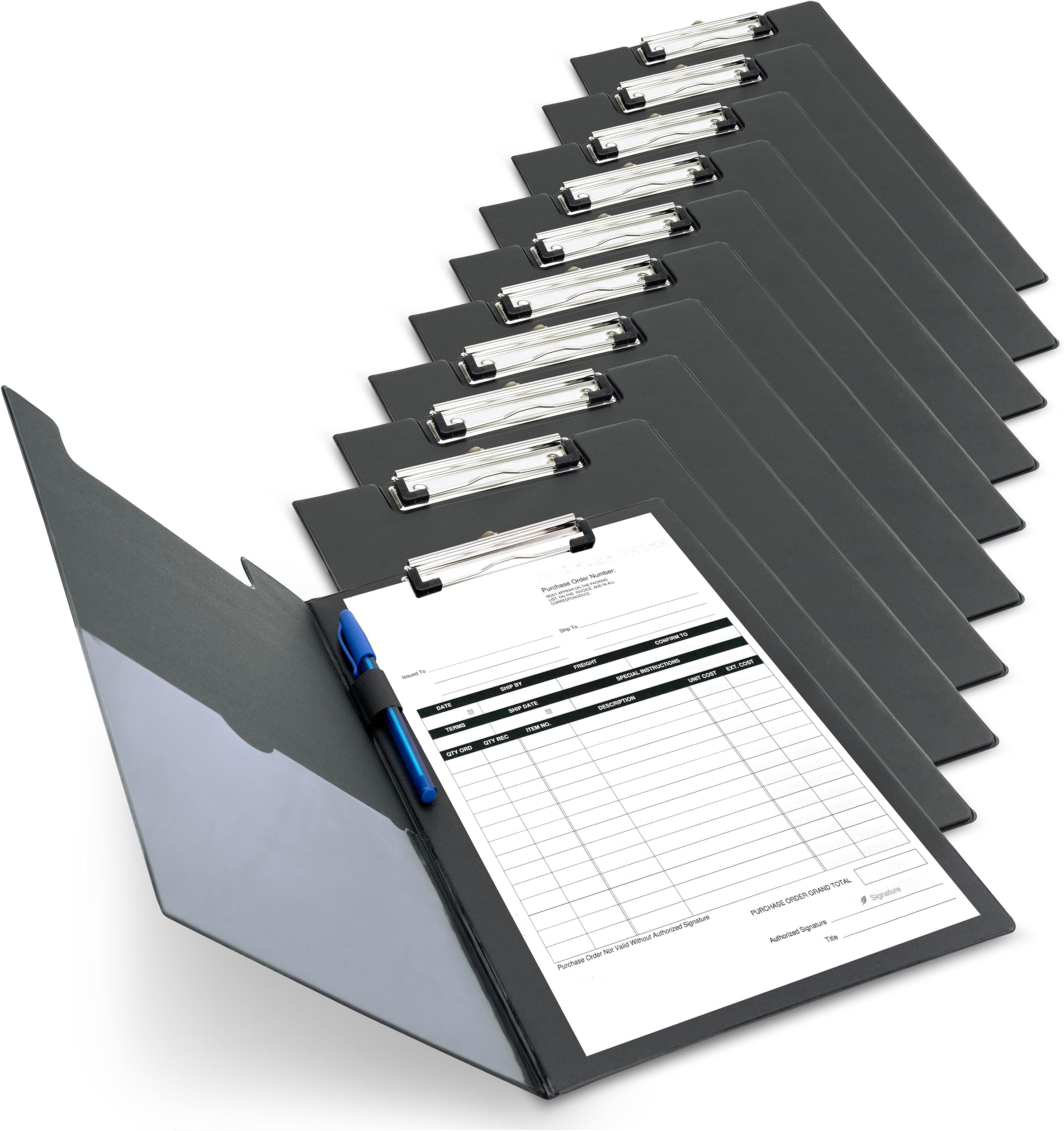 Rapesco 1520A Business Pack: 10 Fold Over Clipboards, A4+, Black