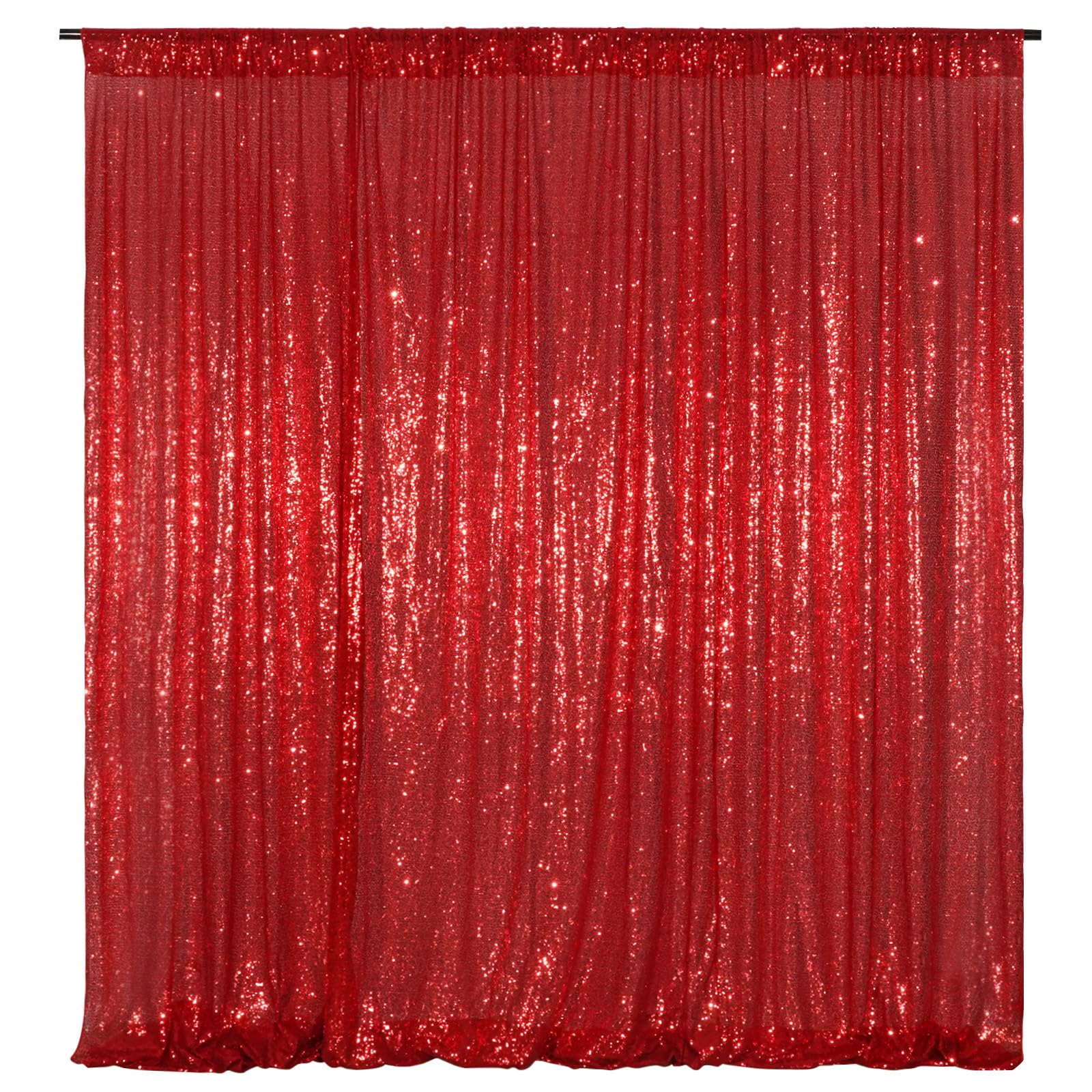 Poise3EHome 20FT x 10FT Sequin Photography Backdrop Curtain for Party Decoration, Red