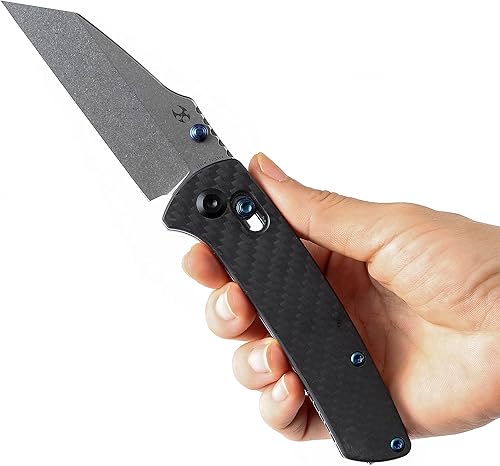 Miniatura 7 de KANSEPT Main Street - Cuchillo plegable de bolsillo, hoja de acero afilada de 60.6 in, mango de fibra de carbono de sarga con bloqueo de eje y perno