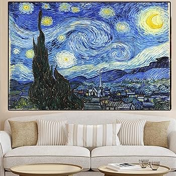 Amazon｜有名な絵画星月夜ゴッホキャンバス絵画プリント額入り壁