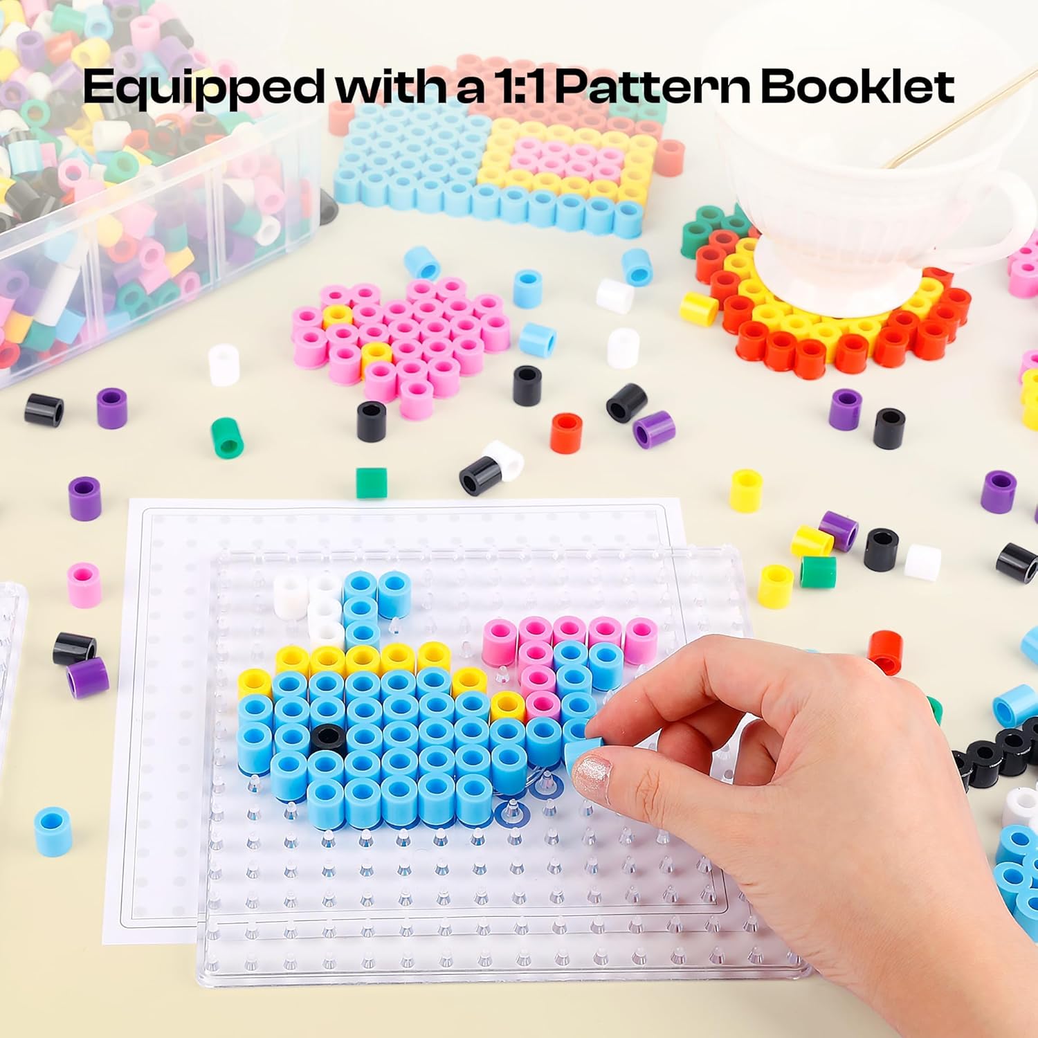 Caydo 10mm Large Fuse Bead Kit, 8 Colors Melty Beads with Storage Box for Craft, XL Iron Beads Set Including 2 Pegboards, Ironing Paper for Art and Craft Project, Birthday - Image 6