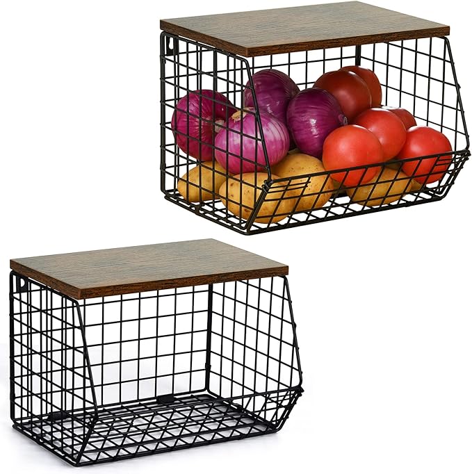 2pcs Fruit/Veg Storage Wire Basket