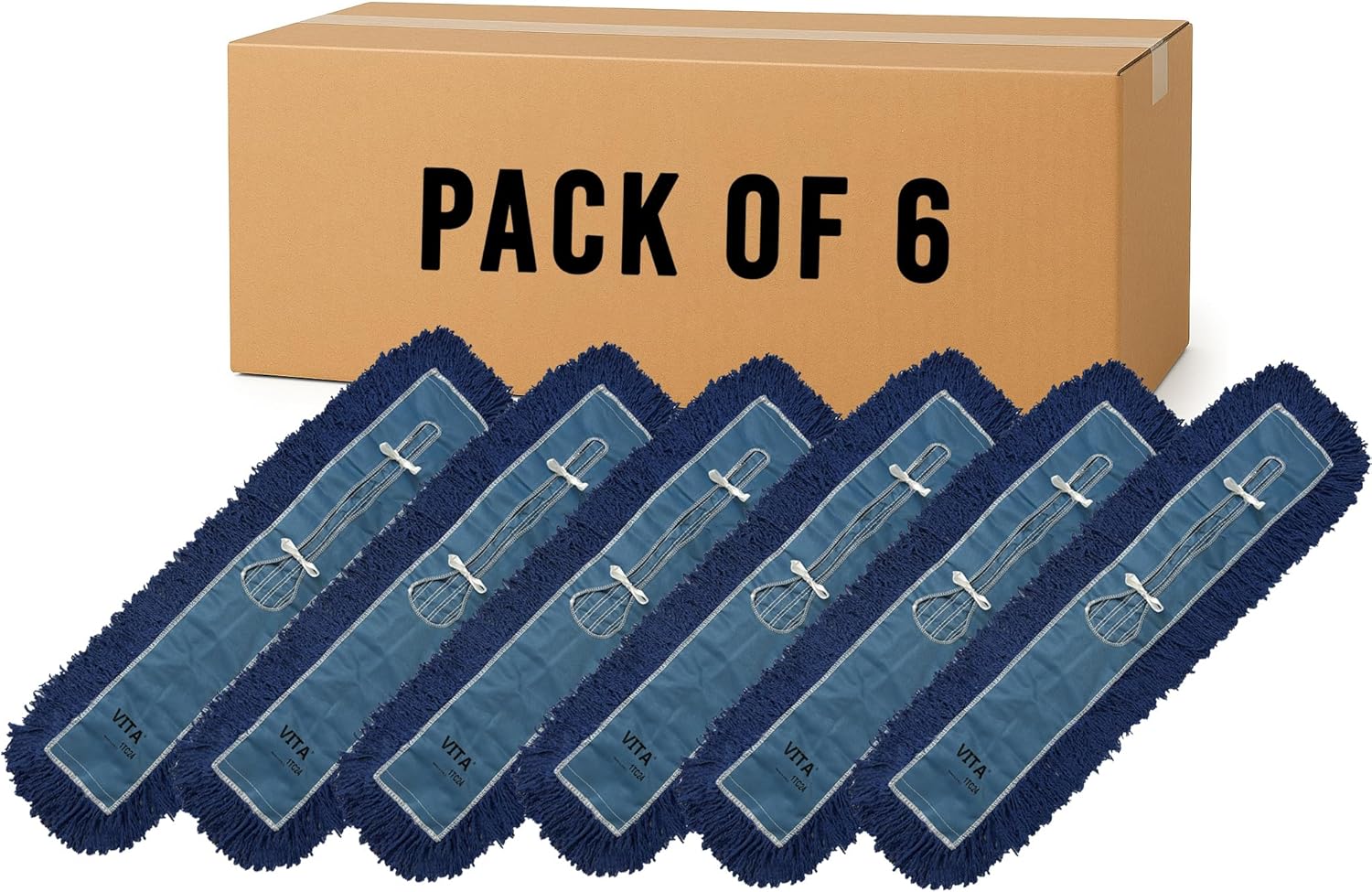 Heavy-Duty Industrial Closed-Loop Dust Mops - 6 Pack (Blue) - 36 Inch