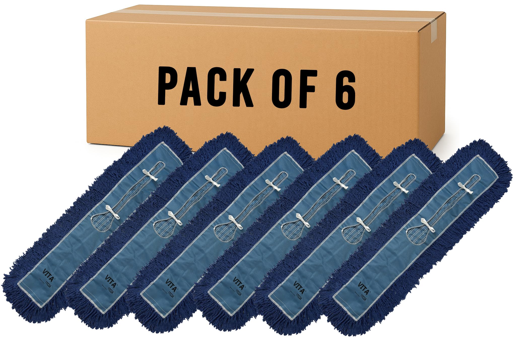 Heavy-Duty Industrial Closed-Loop Dust Mops - 6 Pack (Blue) - 36 Inch