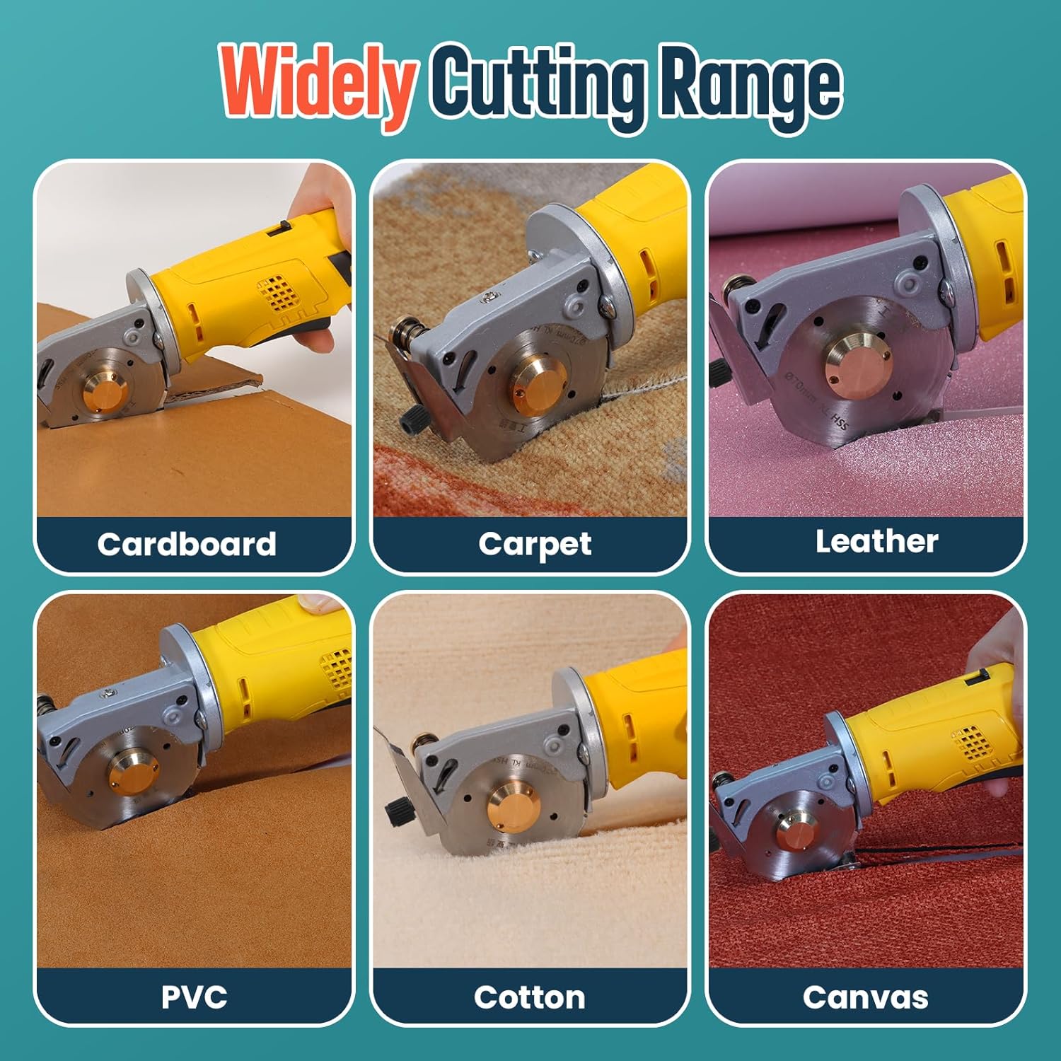 VLOXO Electric Rotary Fabric Cutter Cordless Electric Scissors, Multi-layer Fabric Cutter with Safety Lock and Replacement Blade Power Rotary Scissors for Cutting Leather, Carpet, Thick Fabric